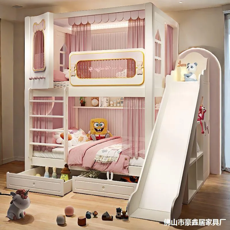 Bunk Bed With Stairs And Slide - Sağlam Yüksek ve Alçak İki Katmanlı