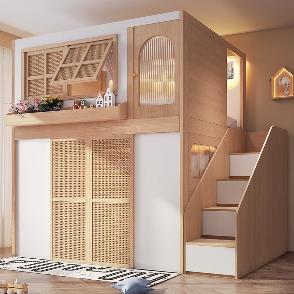 Bunk Bed With Stairs And Slide - Kardeşler için Ayrı Gizlilik Alanlarına Sahip