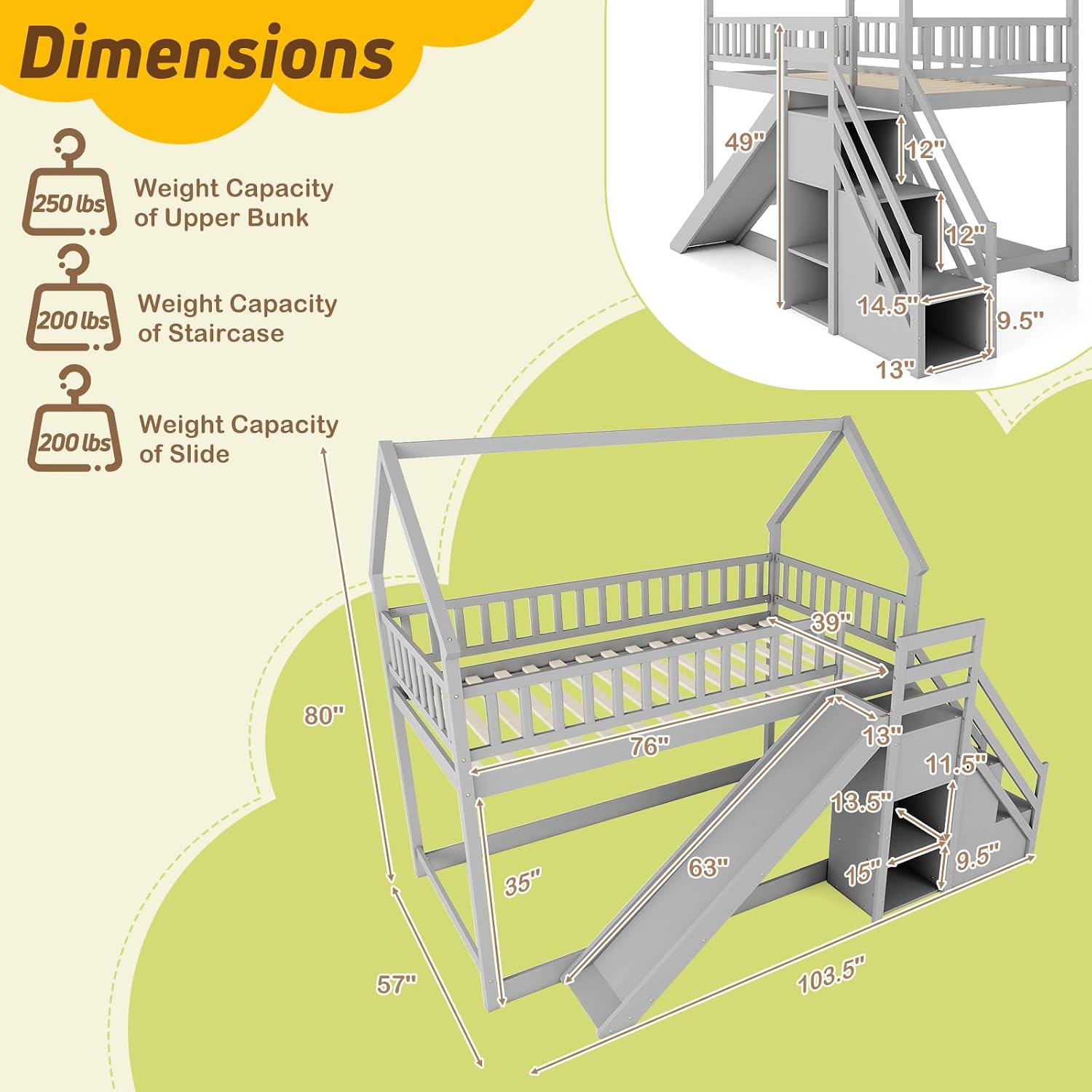 Bunk Bed With Stairs And Slide - Çocuklar ve Gençler İçin Kaydıraklı Merdivenli