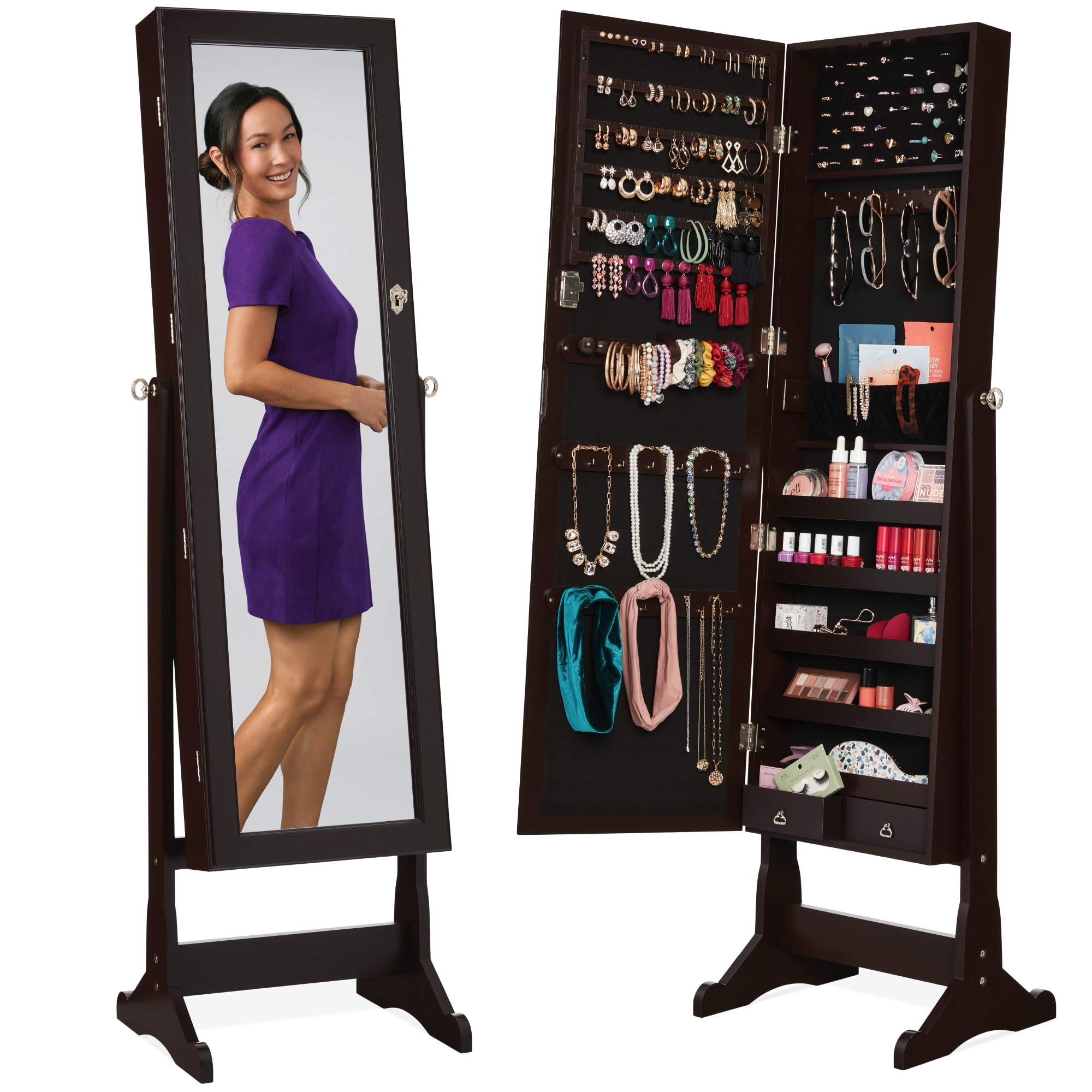 Full Length Mirror Jewelry Armoire - Bağımsız Takı Dolabı, Tam Boy Aynalı,