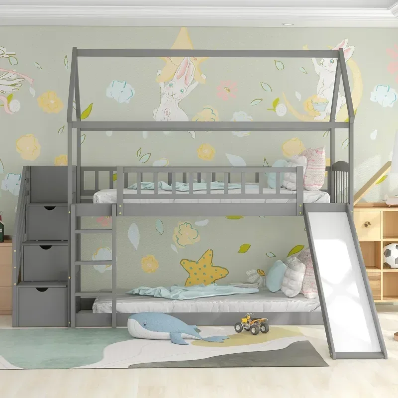 Masif ahşap çocuk çift kişilik - Bunk Bed With Stairs And Slide incelemesi ve fiyatı