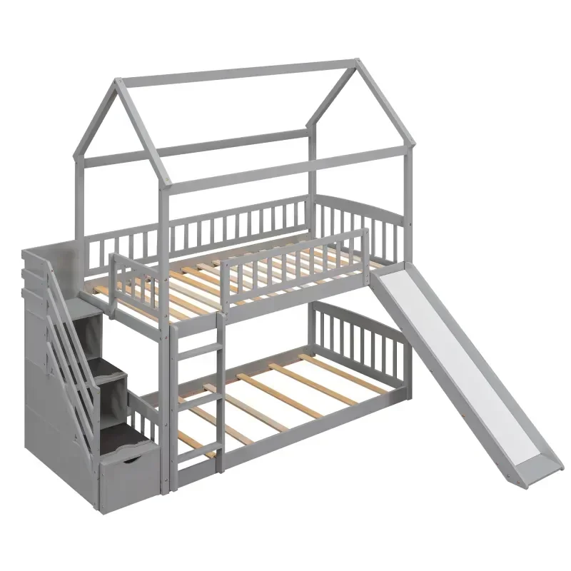 Masif ahşap çocuk çift kişilik - Bunk Bed With Stairs And Slide incelemesi ve fiyatı