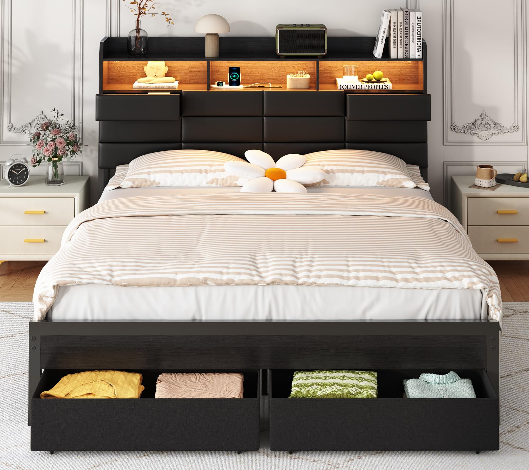 Depolama Çekmeceli ve Şarj İst - King Size Bed Frame With Storage Drawers incelemesi ve fiyatı