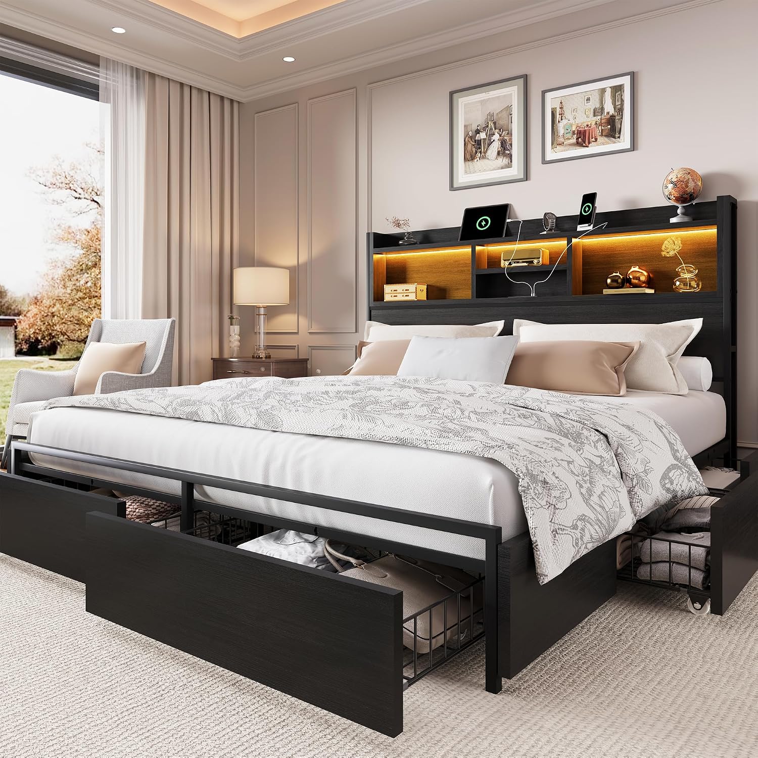 King Boyutunda Yatak Çerçevesi - King Size Bed Frame With Storage Drawers incelemesi ve fiyatı
