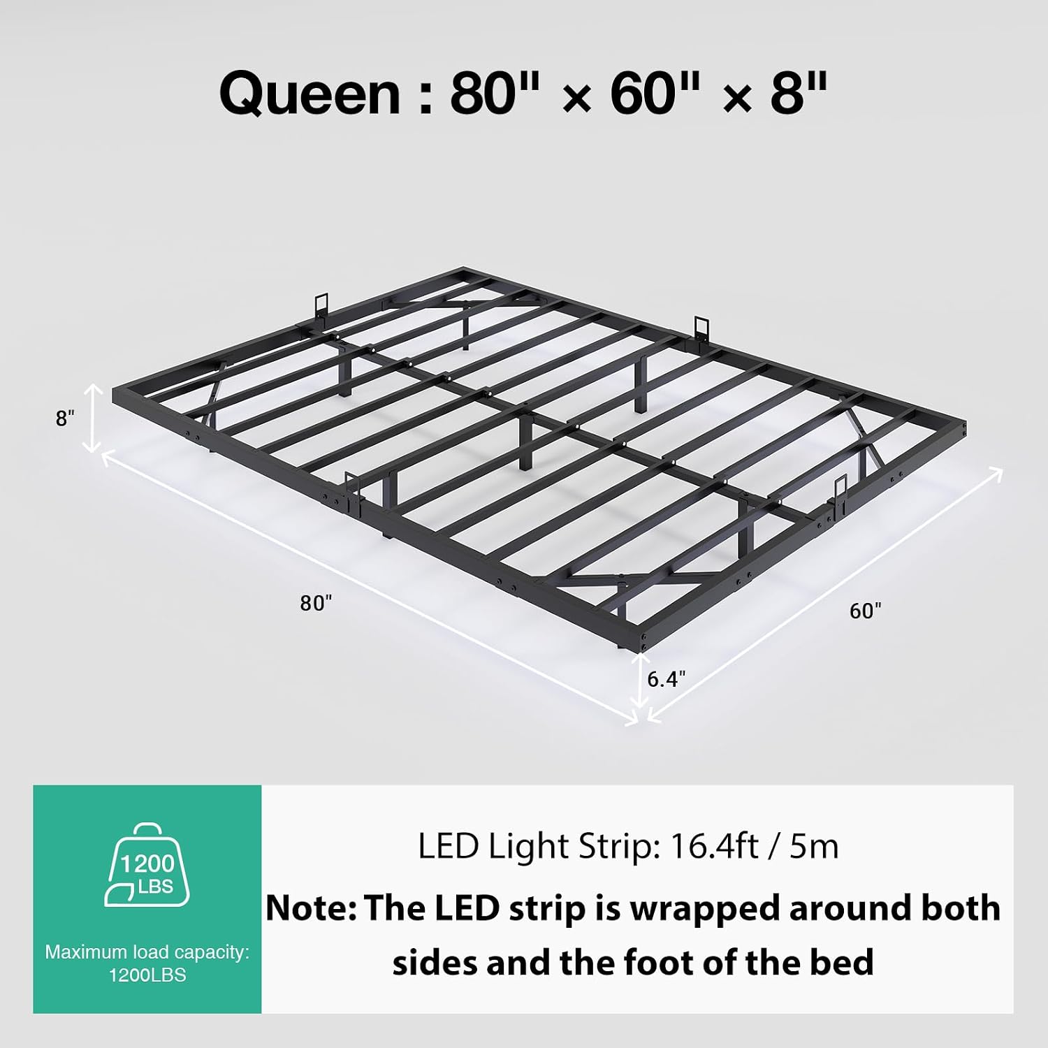 LED Işıklı, Yüzen Platform Yat - Memory Foam Mattress In A Box Queen incelemesi ve fiyatı