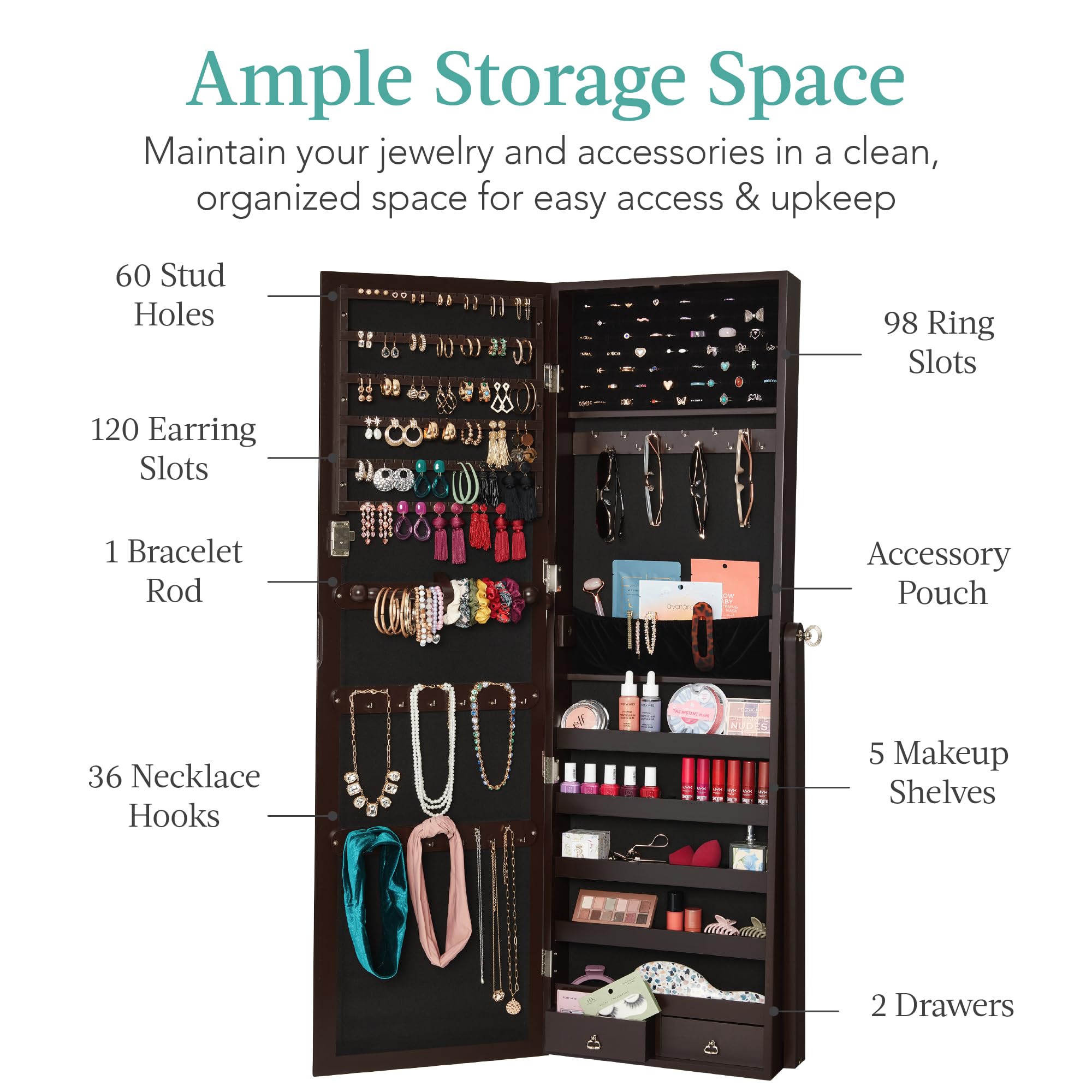 Bağımsız Takı Dolabı, Tam Boy  - Full Length Mirror Jewelry Armoire incelemesi ve fiyatı